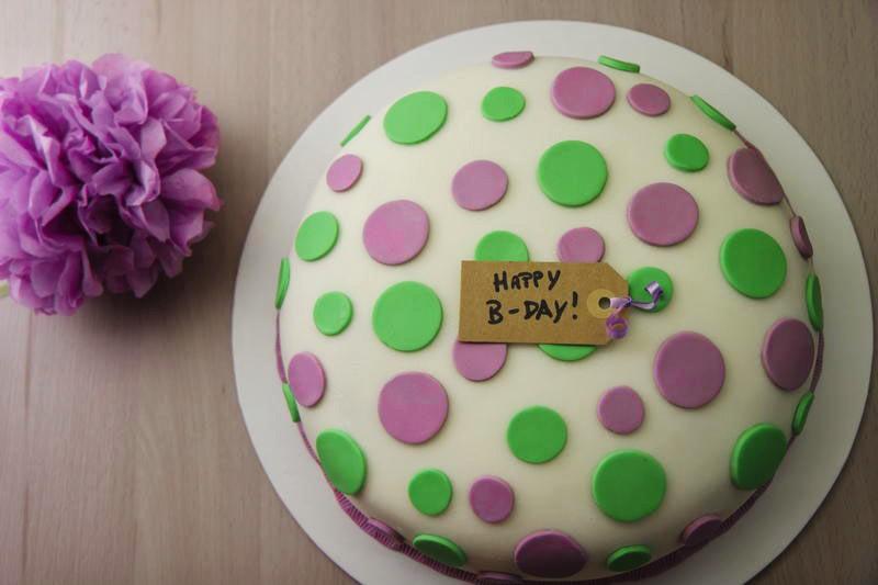 torta a pois lilla e verde